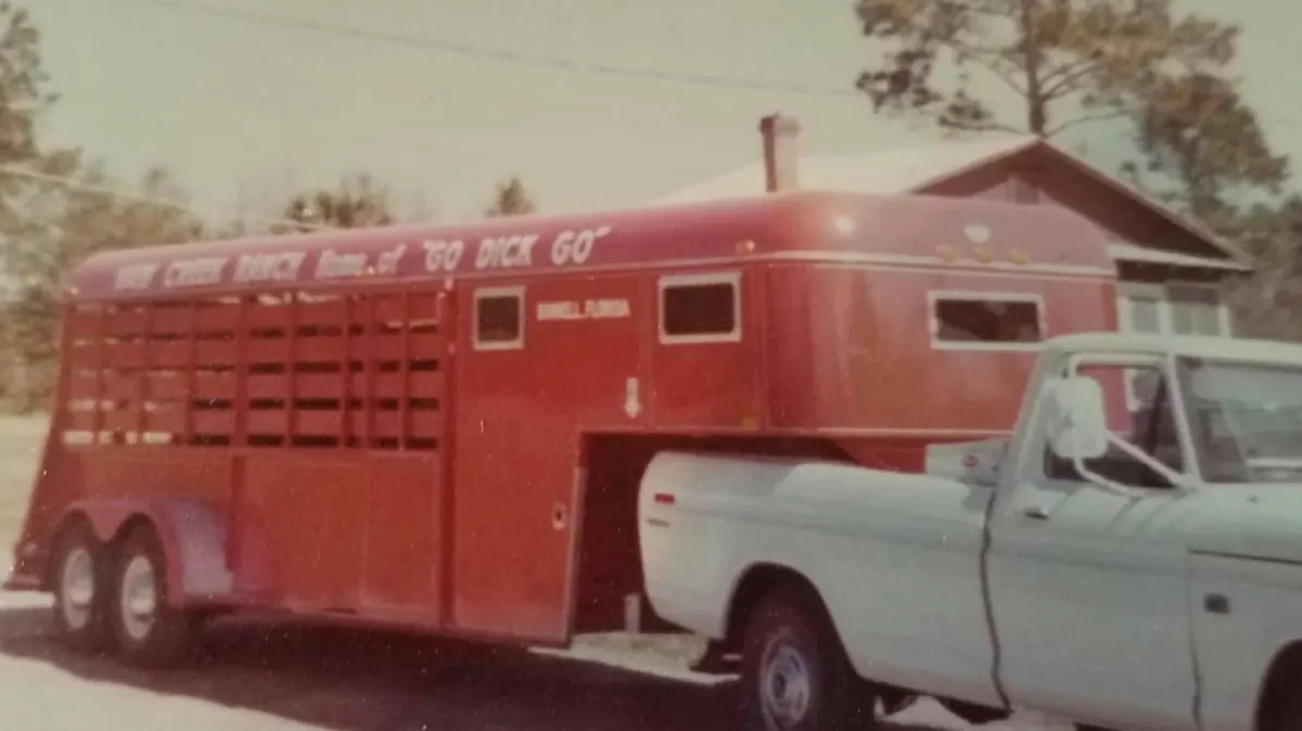 The Haw Creek Ranch cattle trailer, from the Tucker family archives